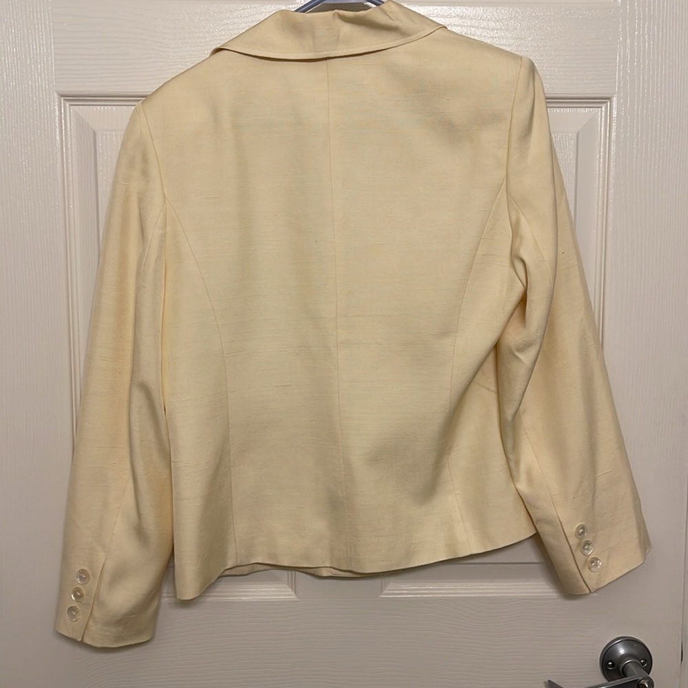 Vintage Silk Skirt Blazer Suit Set Valerie Stevens Pale Yellow - Picture 10 of 15